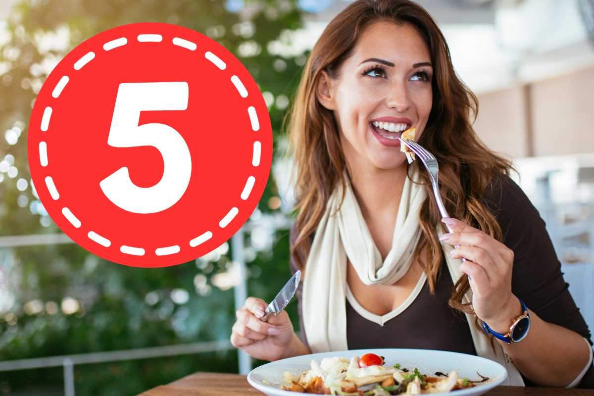 numero 5 e donna che mangia