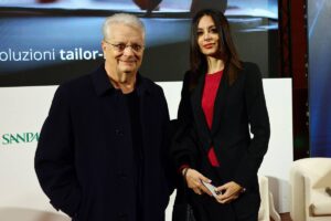 Iginio Massari insieme alla figlia Debora in posa