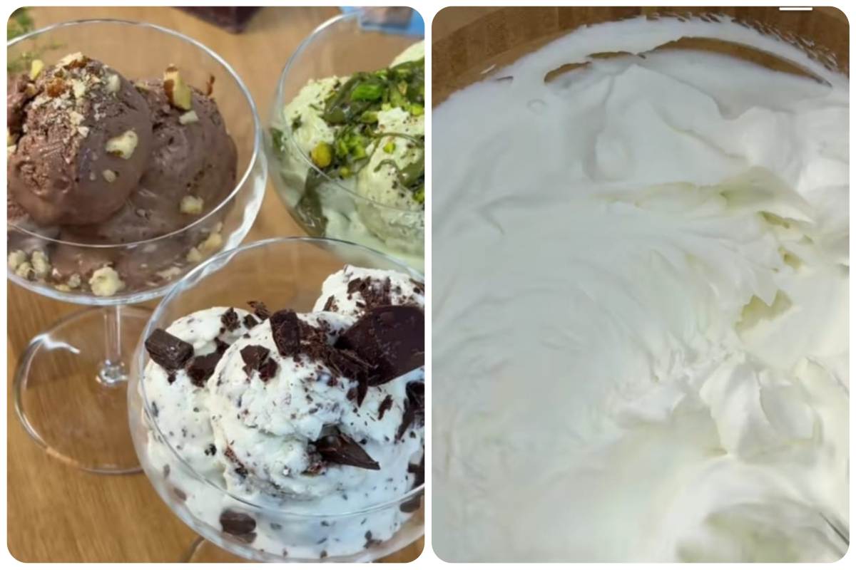 gelato in bicchiere e panna