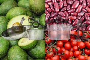 Avocado, fagioli e pomodori