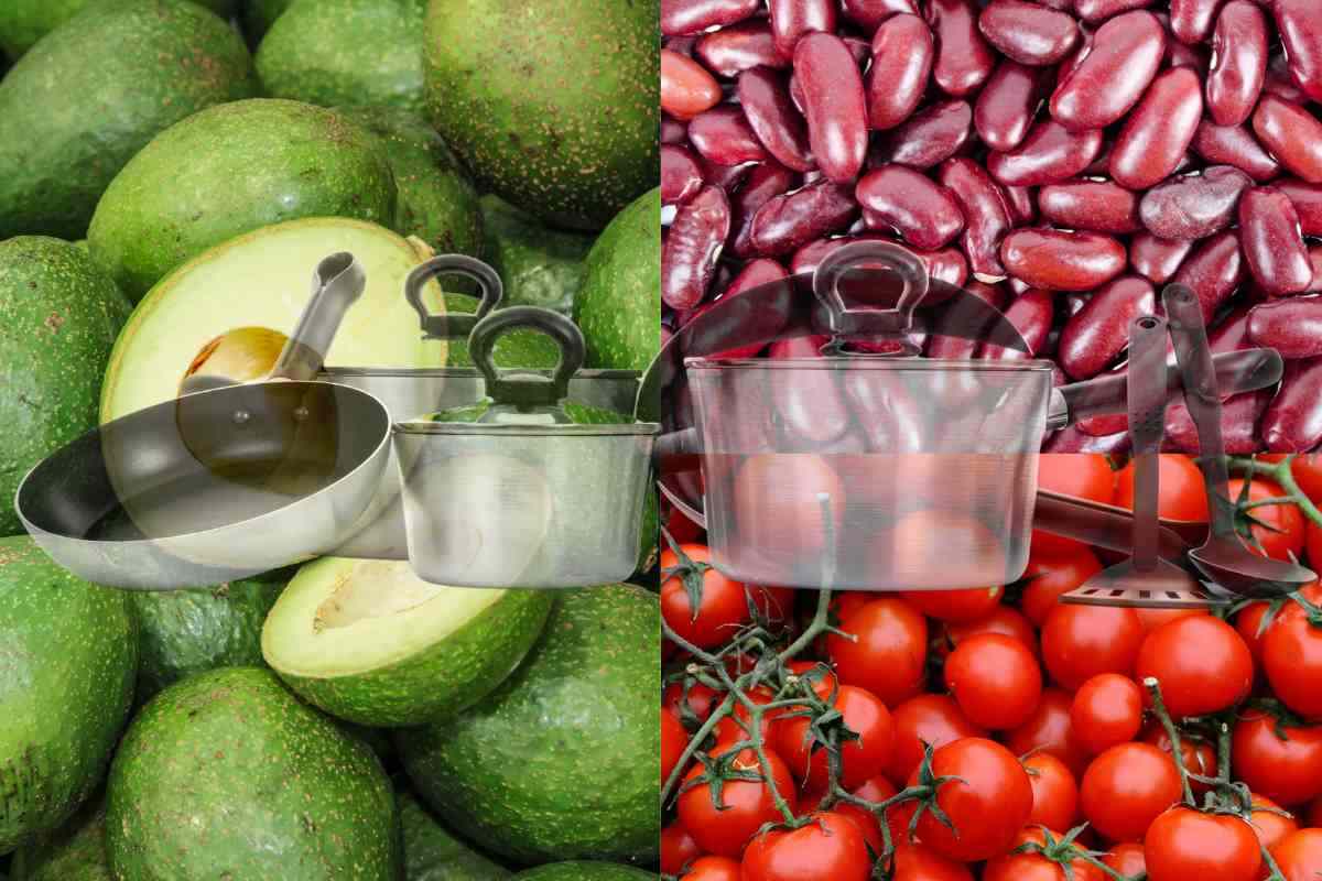 Avocado, fagioli e pomodori