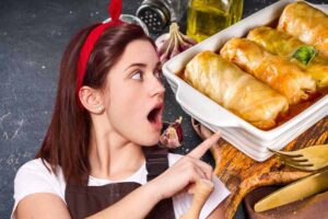 Involtini e donna stupita
