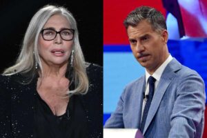 Mara Venier e Gabriele Corsi con espressione seria