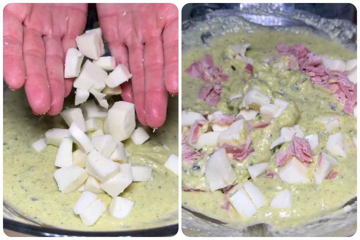 Formaggio e prosciutto nell'impasto