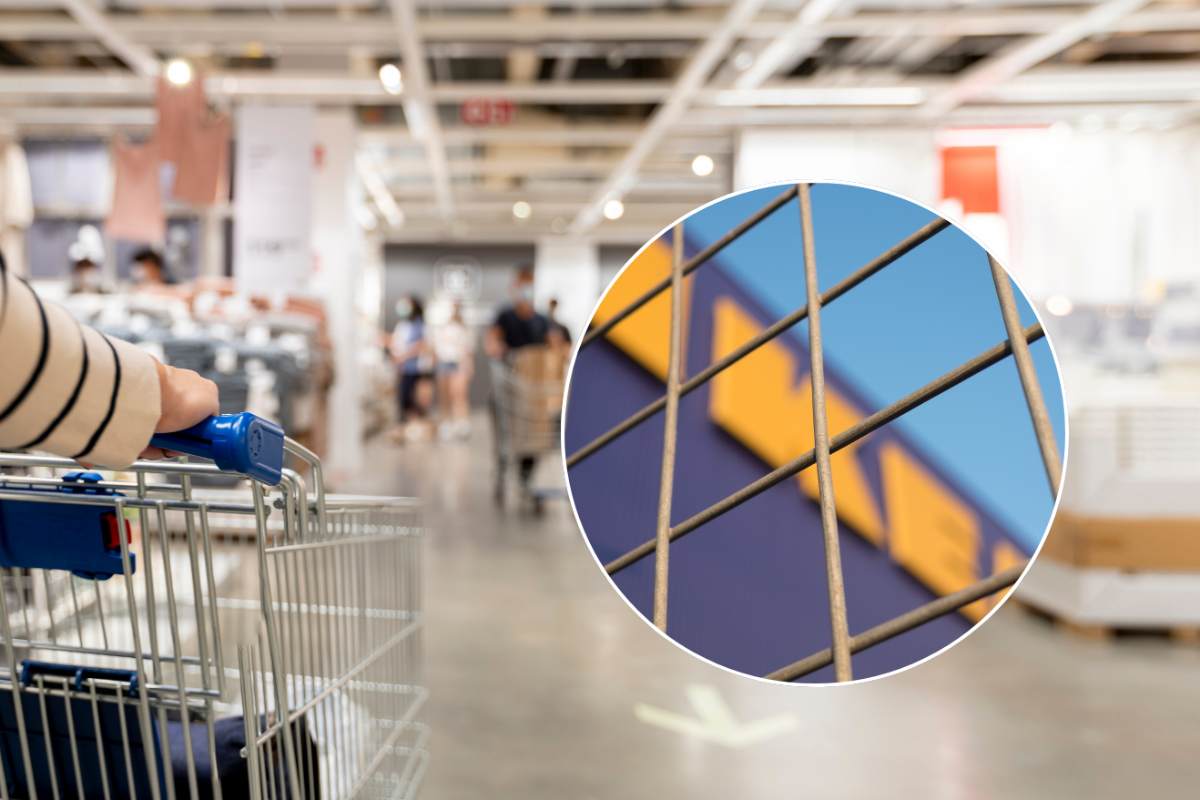 collage carrello ikea e insegna negozio