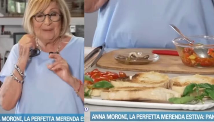 Anna moroni prepara le bruschette a Pomeriggio 5 News