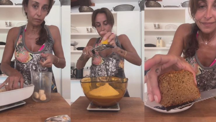Benedetta Parodi alla preparazione di un dolce alle banane