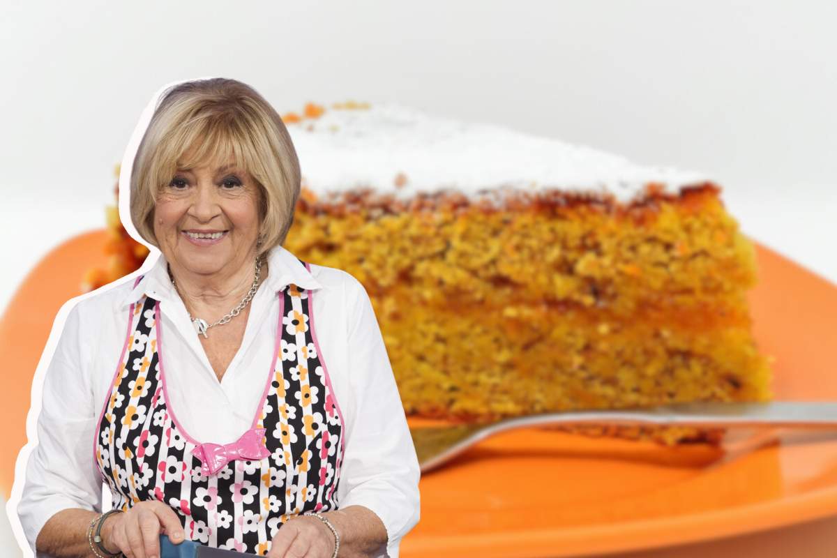 Anna Moroni e nello sfondo torta alle carote