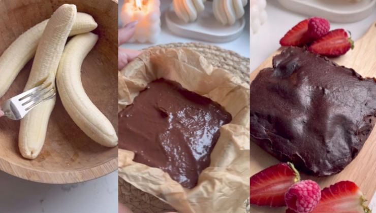 Preparazione di un dolce alle banane e al cacao