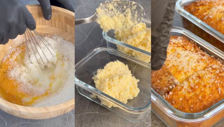 Preparazione del tortino al cocco