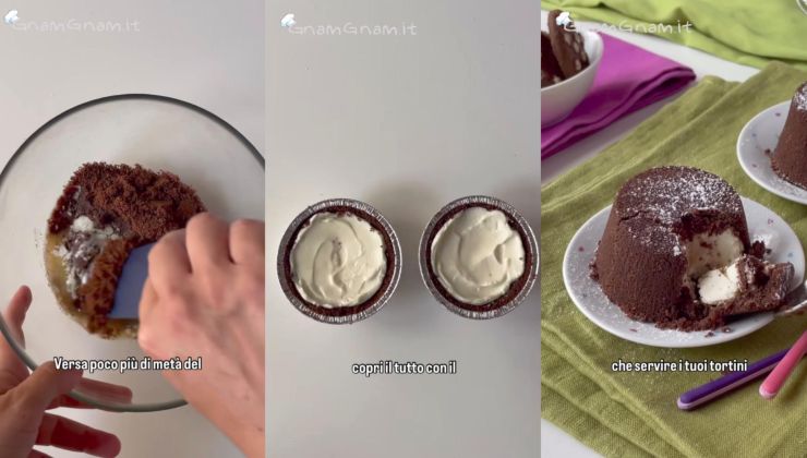 Preparazione di un tortino dal cuore freddo